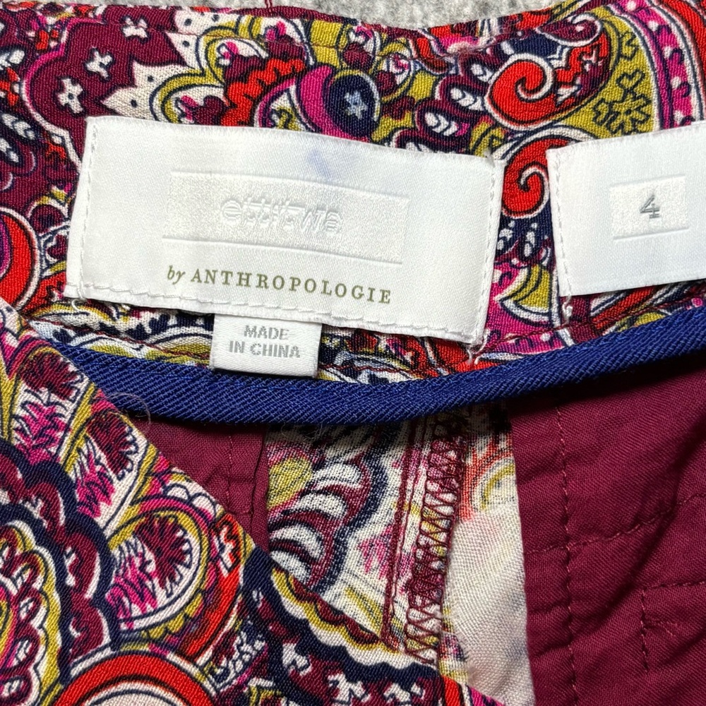 Anthropologie Women's Paisley Wide Leg Pants, Maroon Print, Size 4 - Picture 4 of 10